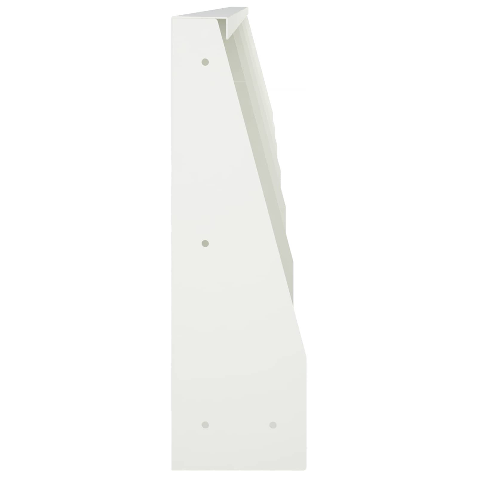 Minimalistischer weißer gefalteter Papier- oder Kartonständer mit schräger Seite, gezeigt auf einfachem Hintergrund.