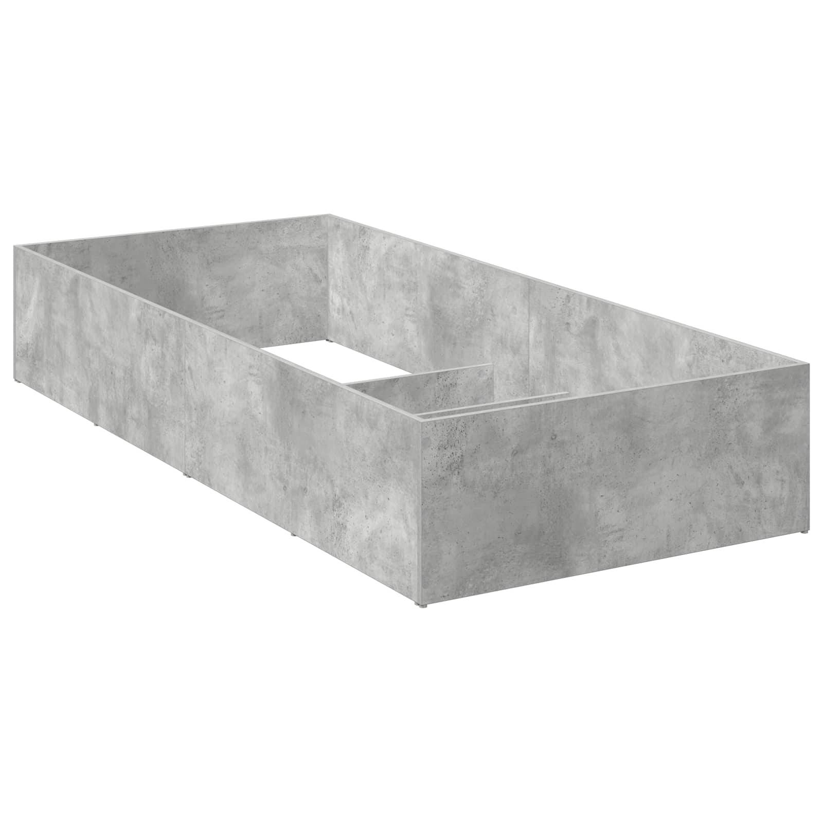 Betonrechteckiger Stützmauer-Gehäuse mit offener Mitte, perspektivisch auf weißem Hintergrund dargestellt.