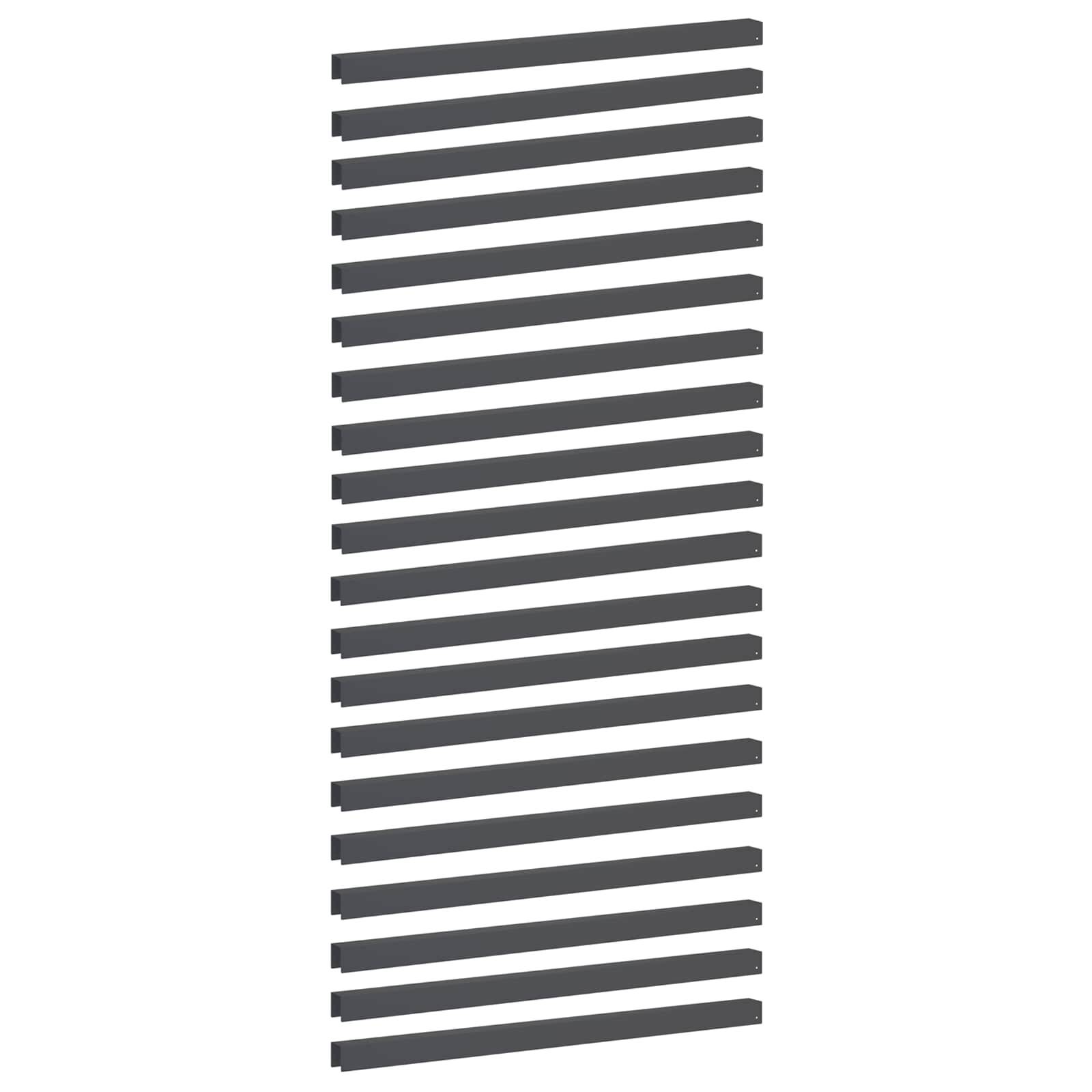 Abstrakte Grafik mit gleichmäßig verteilten dunkelgrauen diagonalen horizontalen Balken auf weißem Hintergrund, die einem lamelliertem Panel oder einer Lüftungsöffnung ähneln.