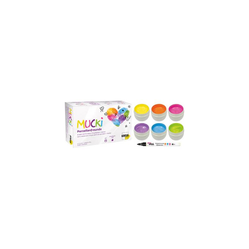 KREUL Porzellan-Fingerfarbe "MUCKI", Set Porzellanfreunde