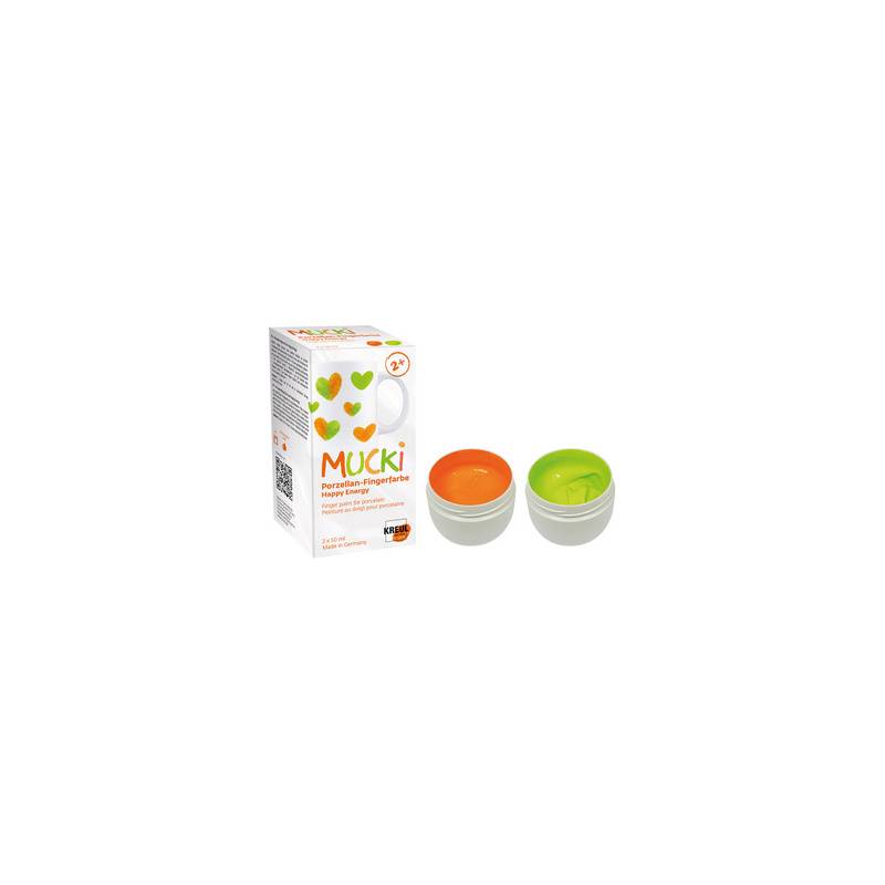 KREUL Porzellan-Fingerfarbe "MUCKI", Set Happy Energy
