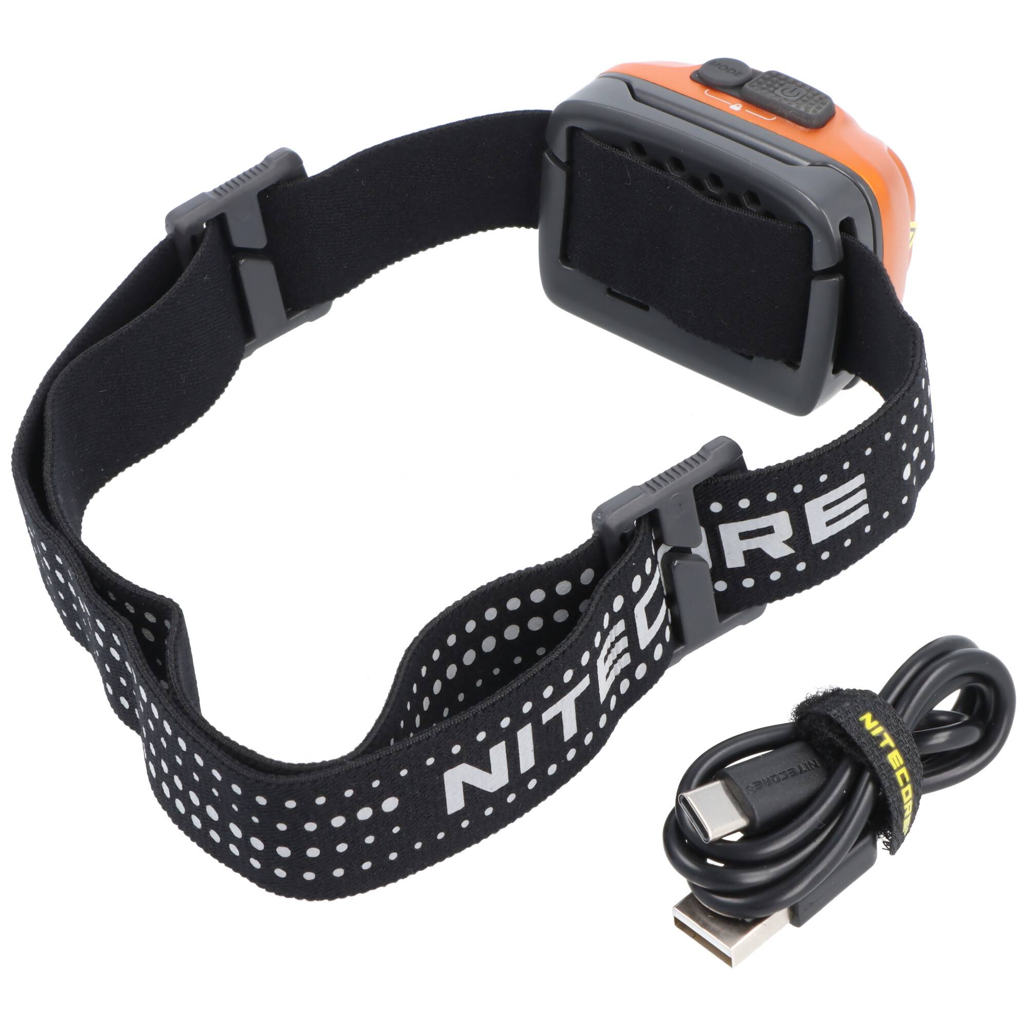 Nitecore NU31 ultraleichte Stirnlampe mit 3 Lichtquellen, max. 550 Lumen, 3 Gehäusefarben auswählbar Orange