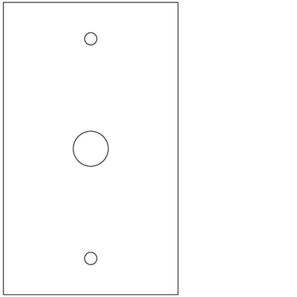 Einfaches Diagramm eines vertikalen Rechtecks mit drei zentrierten Kreisen: klein oben, groß in der Mitte, klein unten.