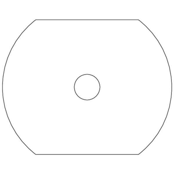 Einfacher Umriss einer großen abgerundeten rechteckigen Form mit einem kleinen zentrierten Kreis im Inneren, wie ein grundlegendes Diagramm oder eine Beschriftungsvorlage.