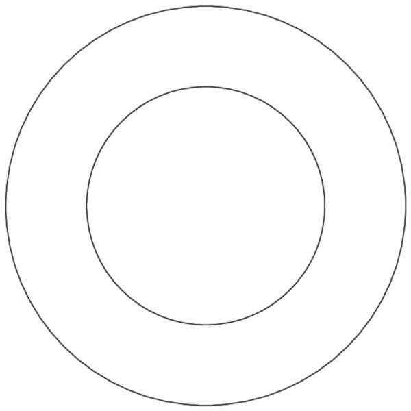 Zwei konzentrische umrissene Kreise auf weißem Hintergrund, wie eine einfache Zielscheibe oder ein Ringdiagramm.