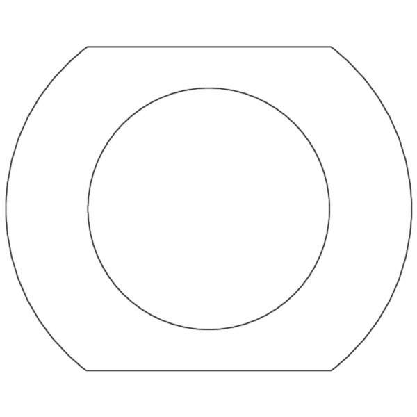 Eine einfache umrissene Ringform: ein großer achteckähnlicher äußerer Rand mit einem zentrierten kreisförmigen Loch.