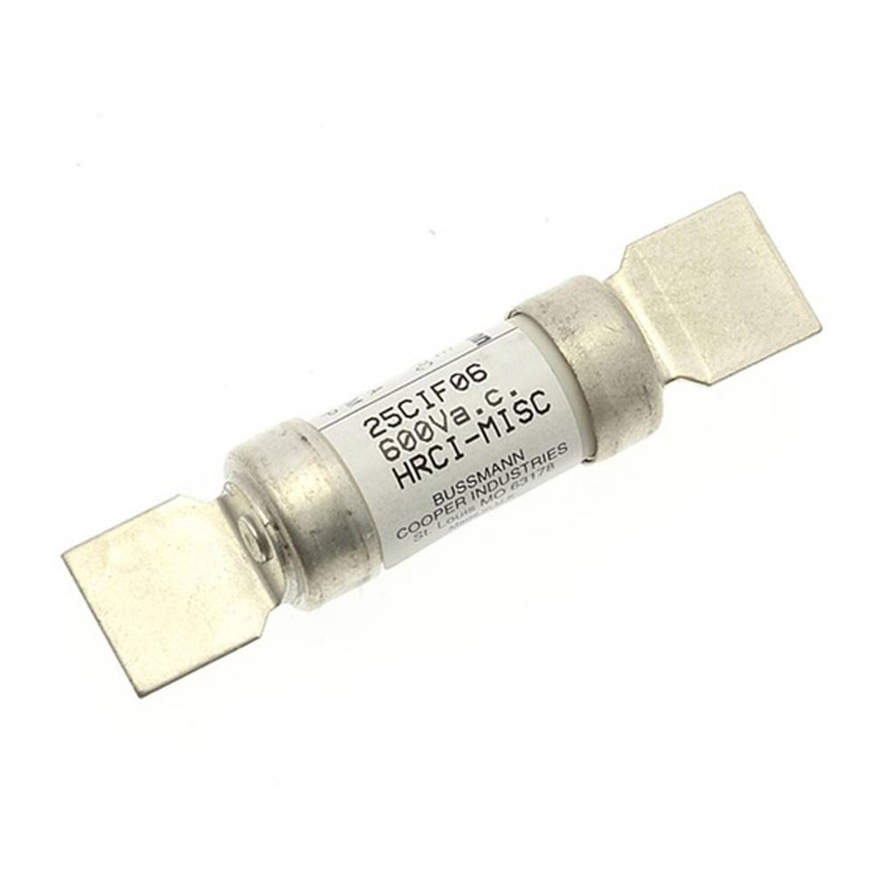 Keramische elektrische Schmelzsicherung mit Metallblattkontakten, gekennzeichnet mit 250V 6A, auf weißem Hintergrund dargestellt.