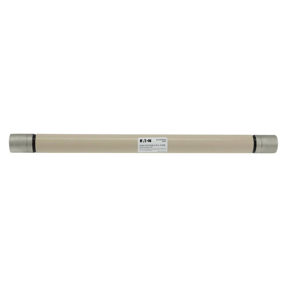 Beige zylindrische elektrische Sicherung oder Kartuschenkomponente mit Metallendkappen, horizontal auf weißem Hintergrund dargestellt.
