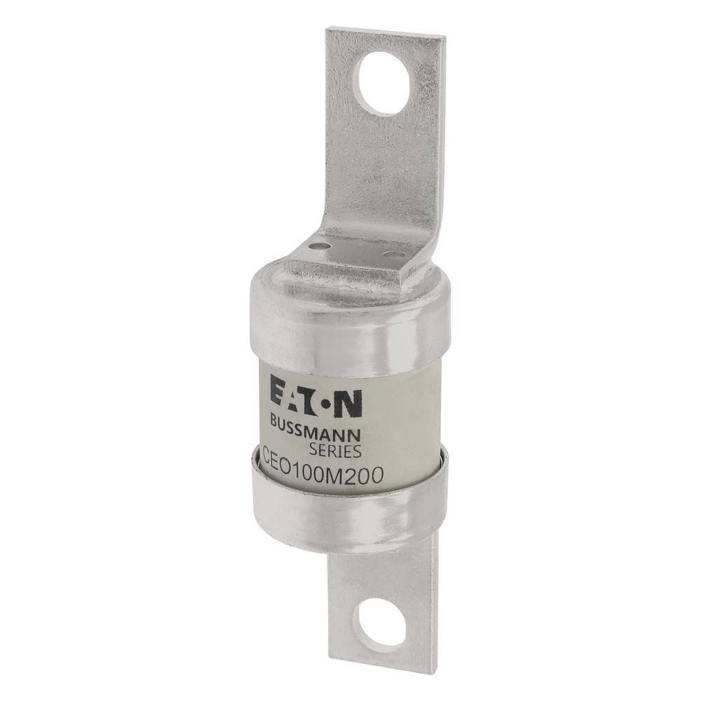 Eaton Bussmann Serie-Zylindersicherung mit Metallendhülsen und Befestigungslöchern, gekennzeichnet mit „CE0100M200