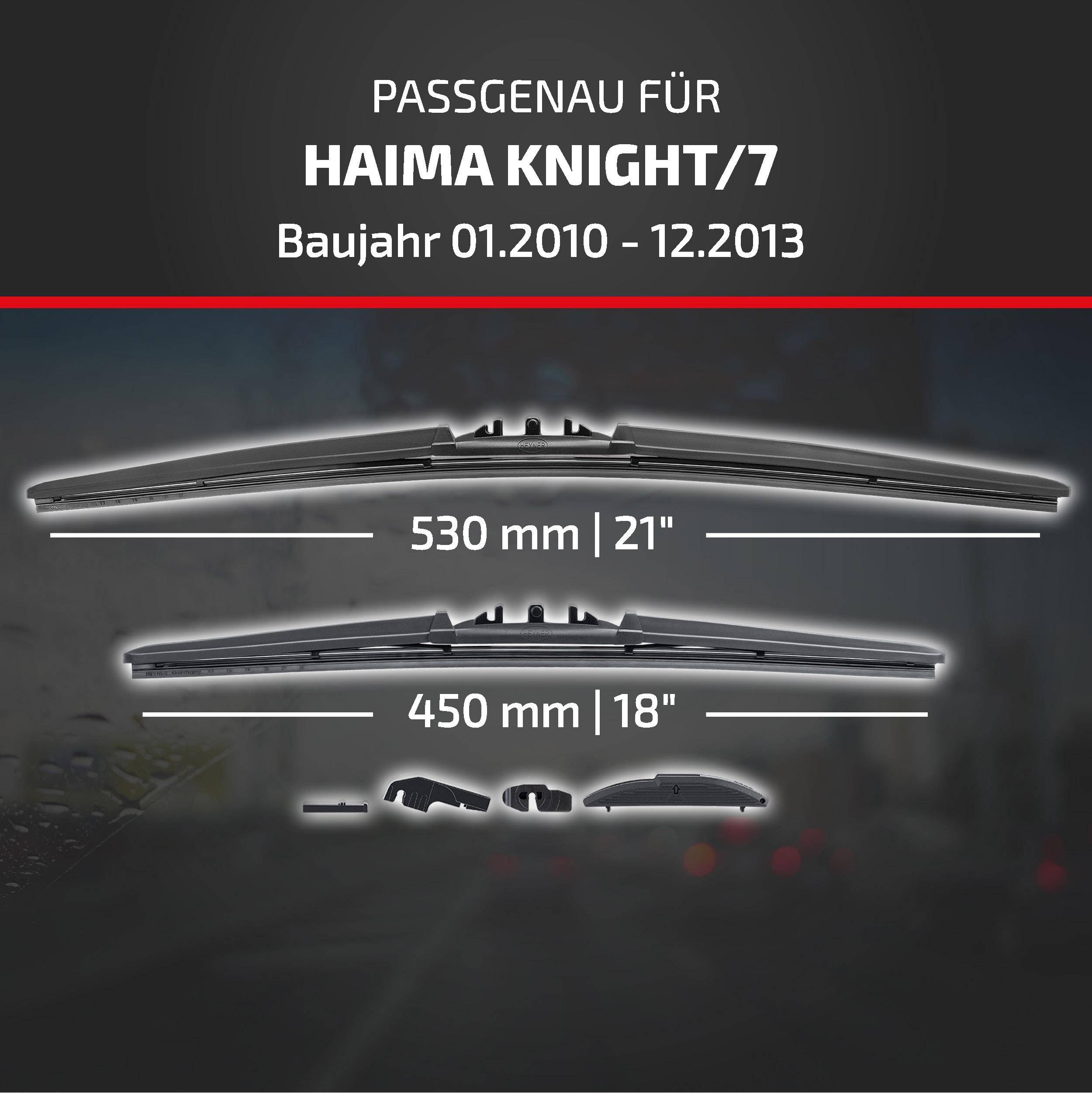 Kompatibilitätsgrafik für HAIMA KNIGHT/7 Baujahr 01.2010-12.2013, die Scheibenwischer in den Größen 530 mm (21