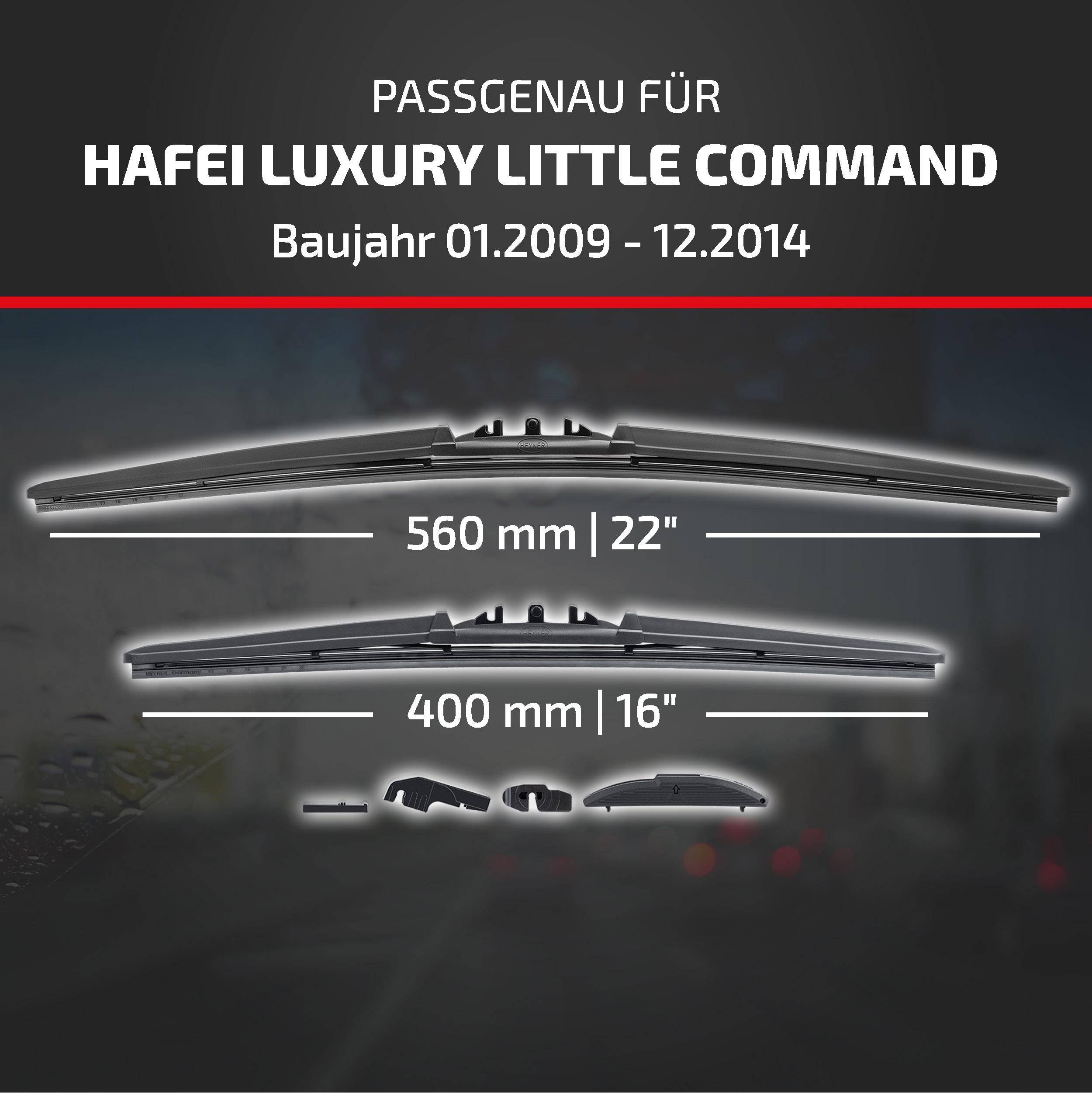 Kompatibilitätsgrafik für Hafei Luxury Little Command, Modelljahre 01.2009-12.2014, mit Scheibenwischergröße 560 mm (22