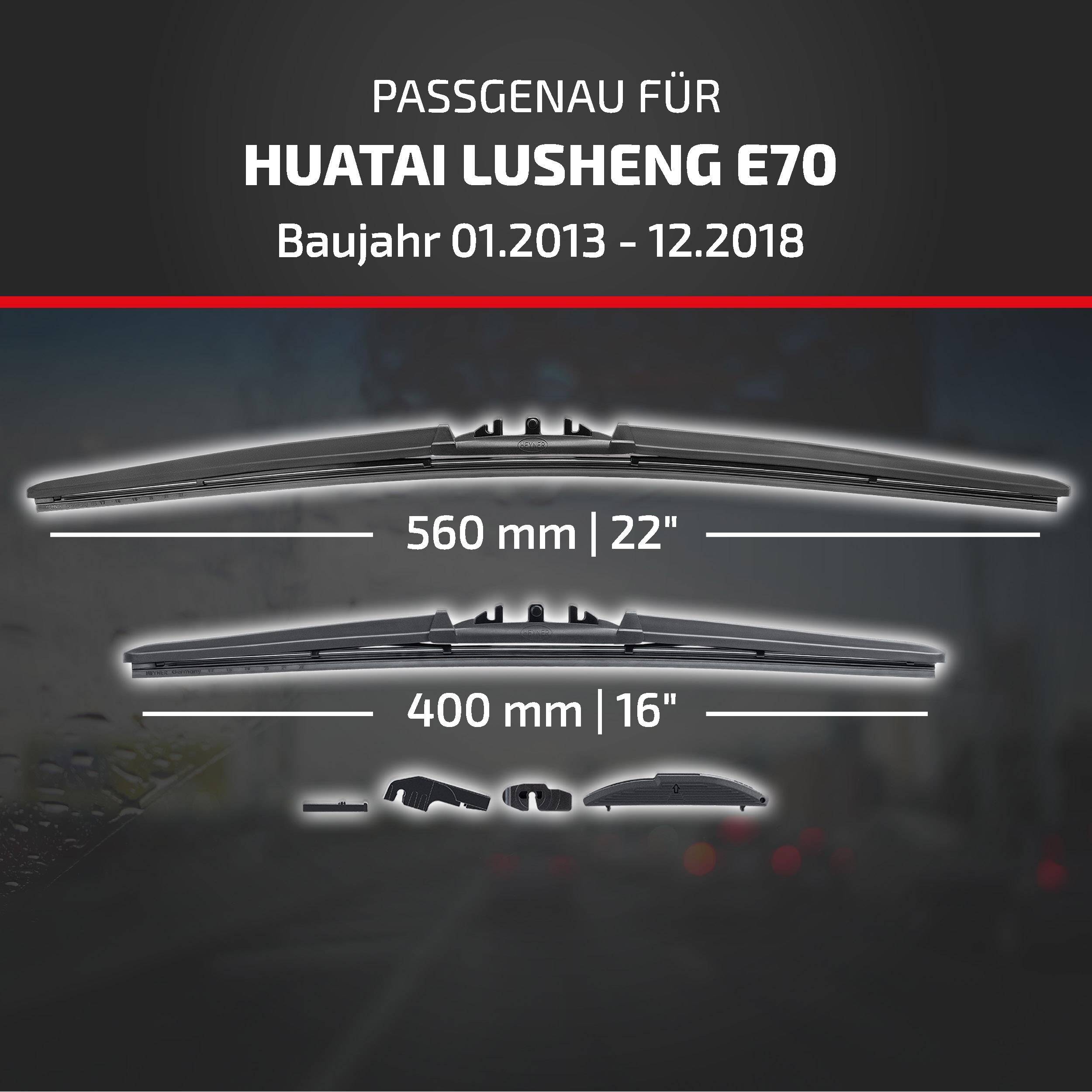 Kompatibilitätsdiagramm für Scheibenwischer des Huatai Lusheng E70, Modelljahre 01.2013–12.2018, mit 560 mm (22