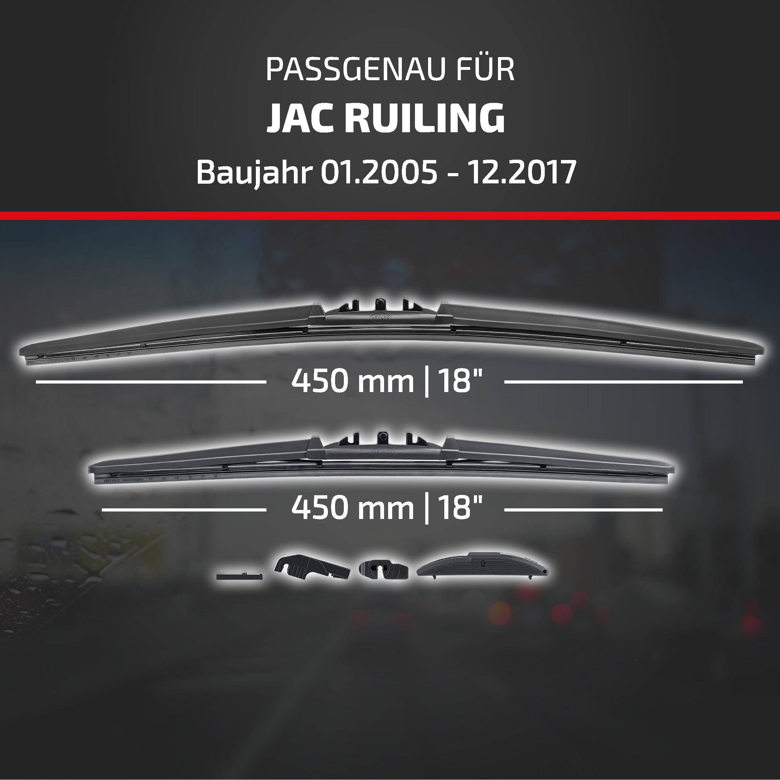 HEYNER® Scheibenwischer für JAC RUILING 01.2005 - 12.2017, HYBRID Flachbalkenwischer,