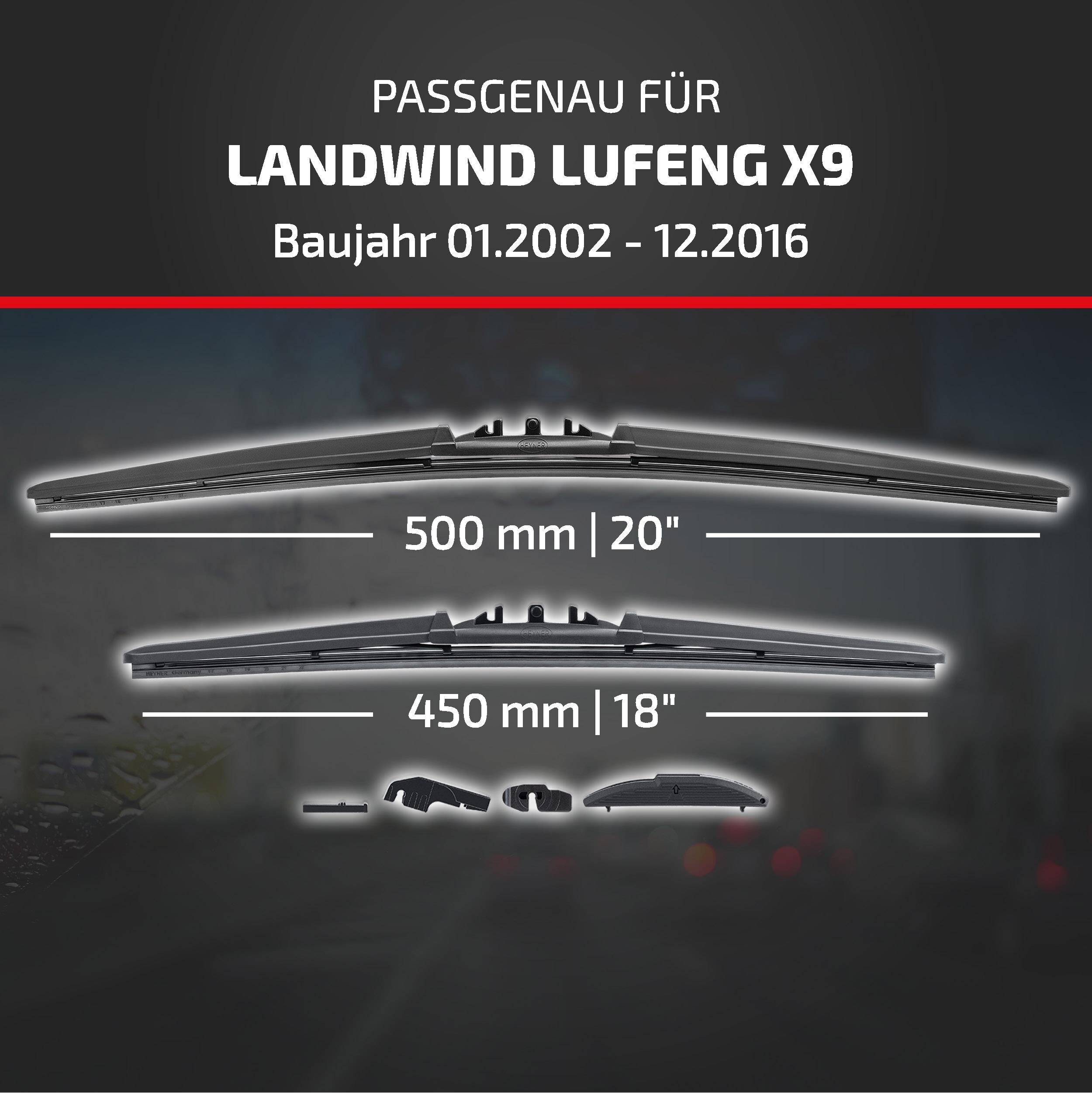 Angebot für Scheibenwischer kompatibel mit Landwind X9, Modelljahre 01.2002-12.2016, in den Größen 500 mm (20