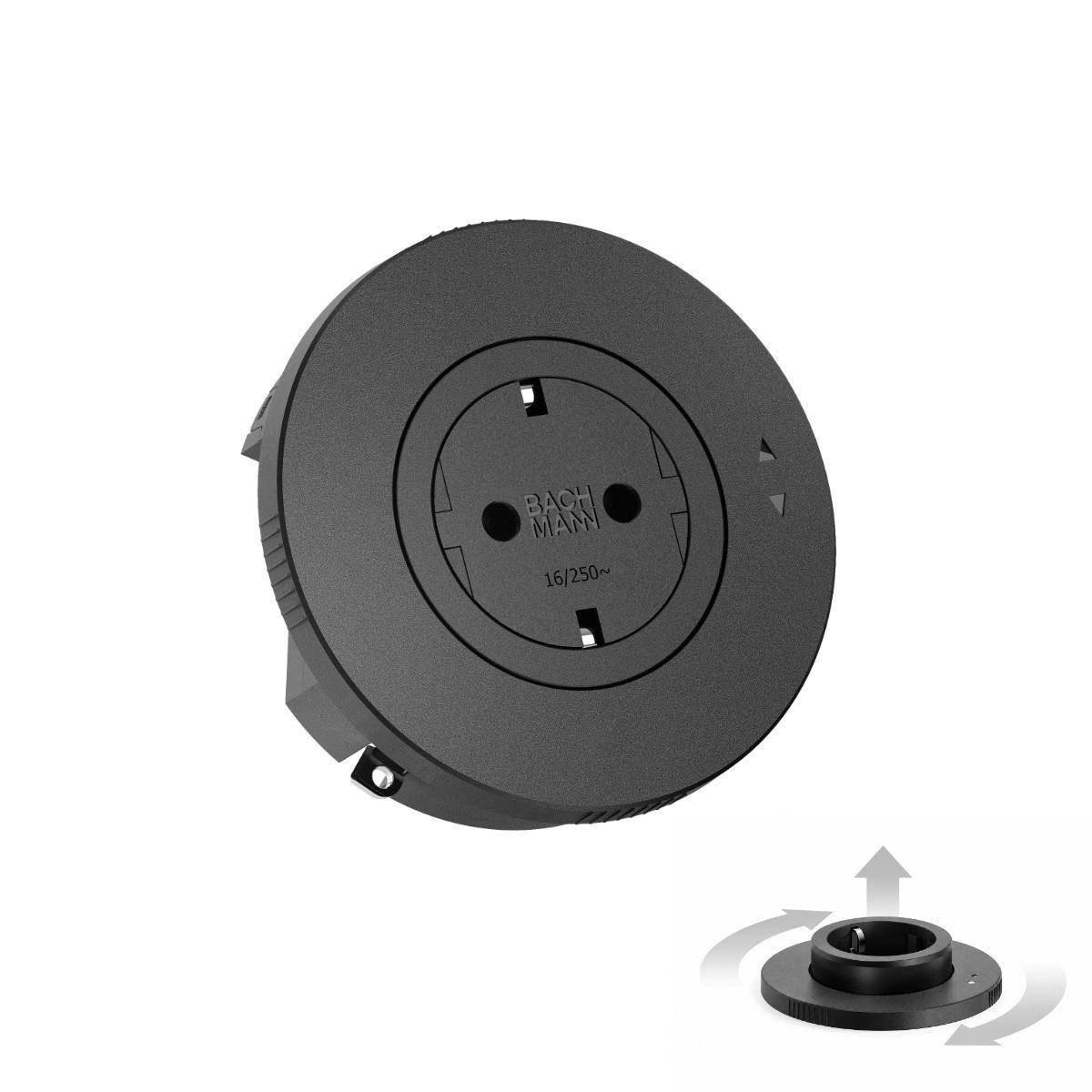 Bachmann PIX UP versenkbare Einbausteckdose, 19 mm Einbautiefe, 2 m, schwarz (BM...
