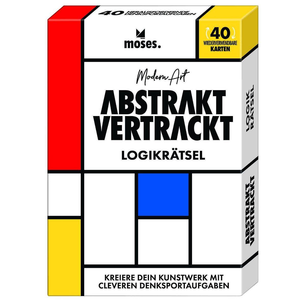 Karton für ein modernes Kunstlogikpuzzle-Spiel, mit der Bezeichnung 