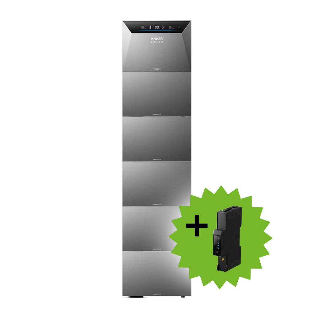 Großes silberfarbenes Toshiba-Turmgerät im Standformat, gezeigt mit einem grünen Plus-Abzeichen und einem kleinen schwarzen Zubehörgerät.
