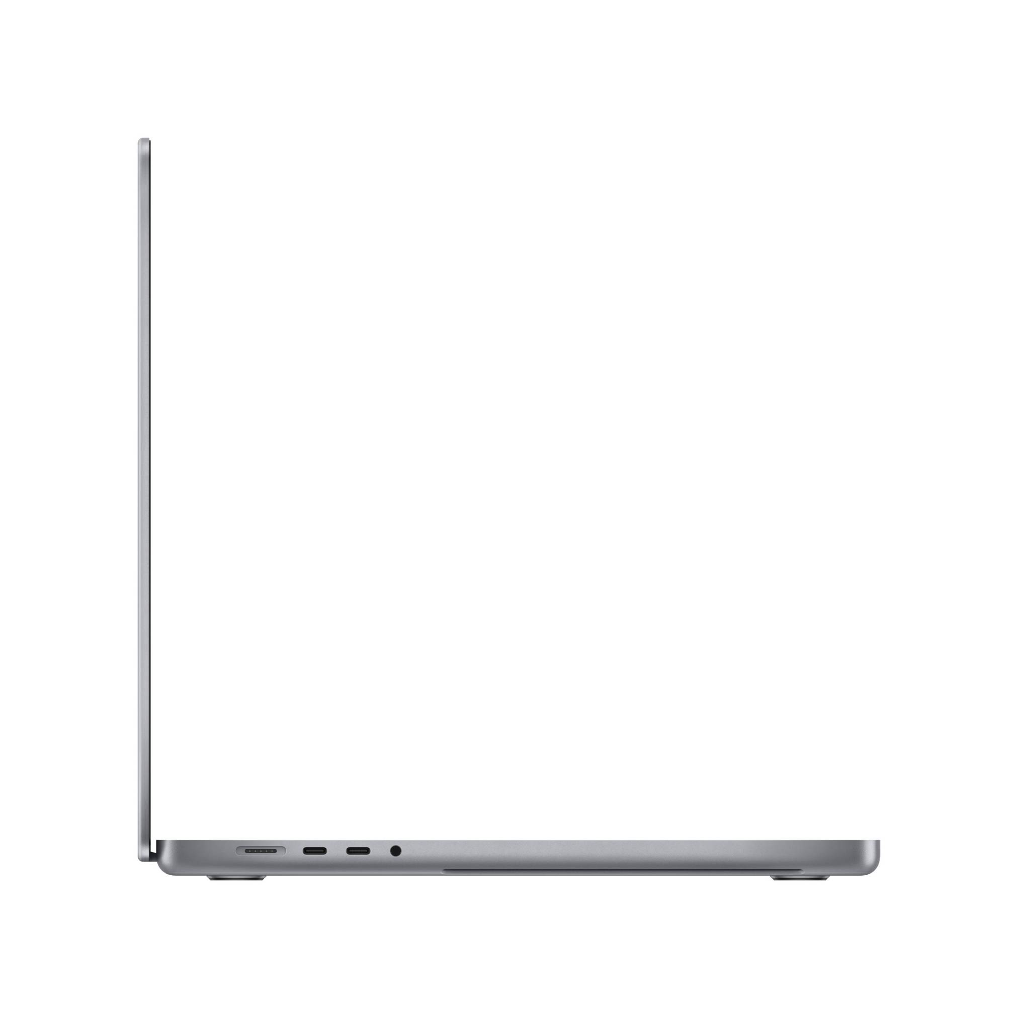Seitenansicht eines geschlossenen silbernen Laptops, der das dünne Profil und die Anschlüsse auf der linken Seite auf einem einfachen weißen Hintergrund zeigt.