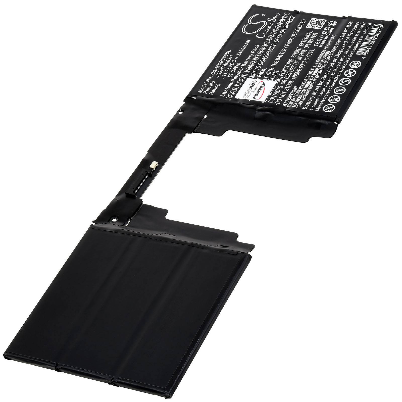 Powery Akku passend für Microsoft Surface Book 3 15 Zoll Laptop Typ G3HTA063H, 11,36V, Li-Polymer