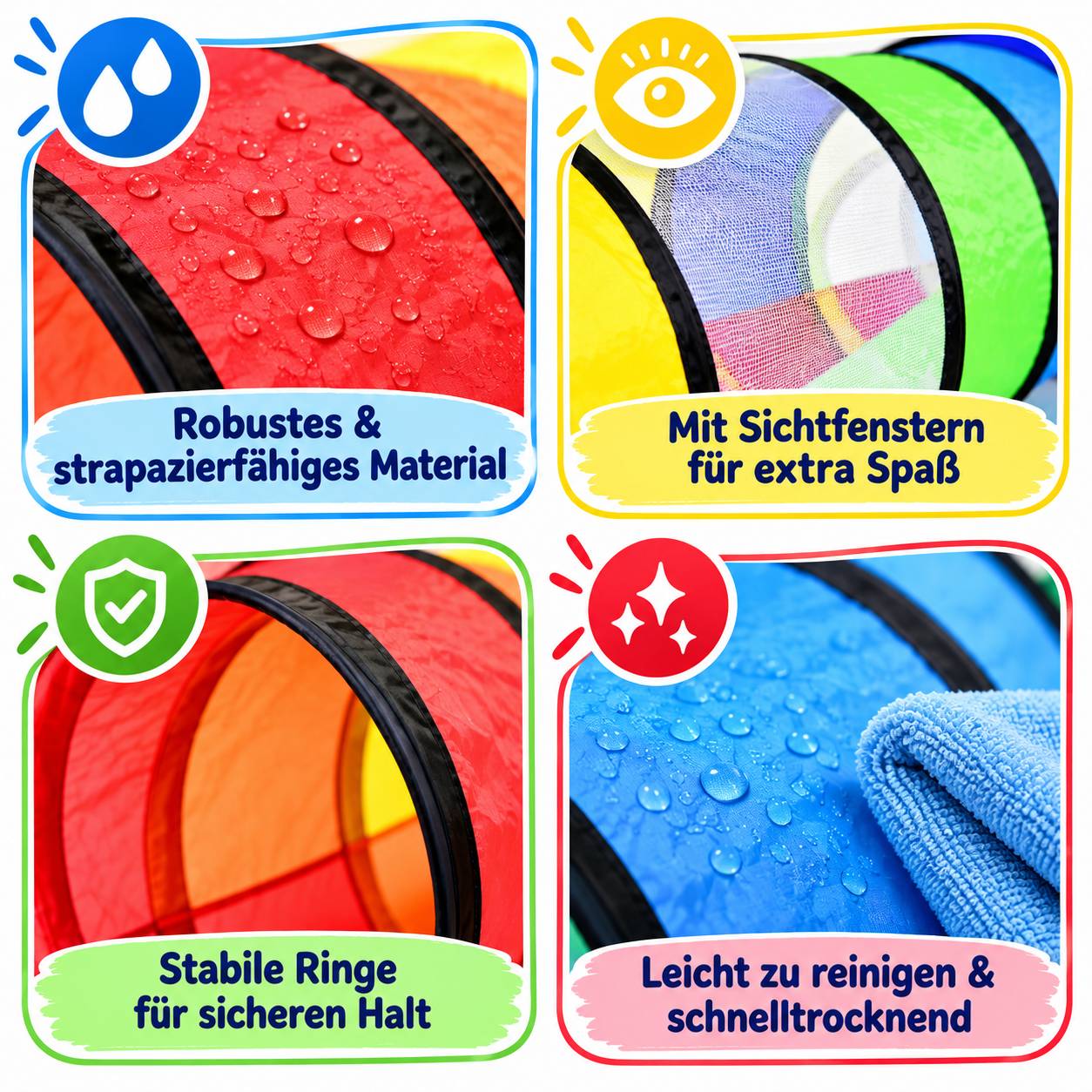 KnorrToys Regenbogen Kindertunnel Spieltunnel Krabbeltunnel Mehrfarbig Spielzeug 180 cm für Drinnen und Draußen