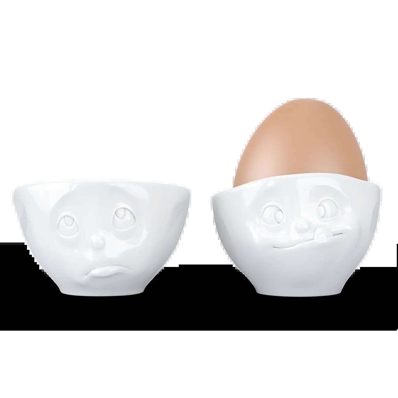 FIFTYEIGHT Eierbecher Set Nr.2 - Och bitte & Lecker weiß