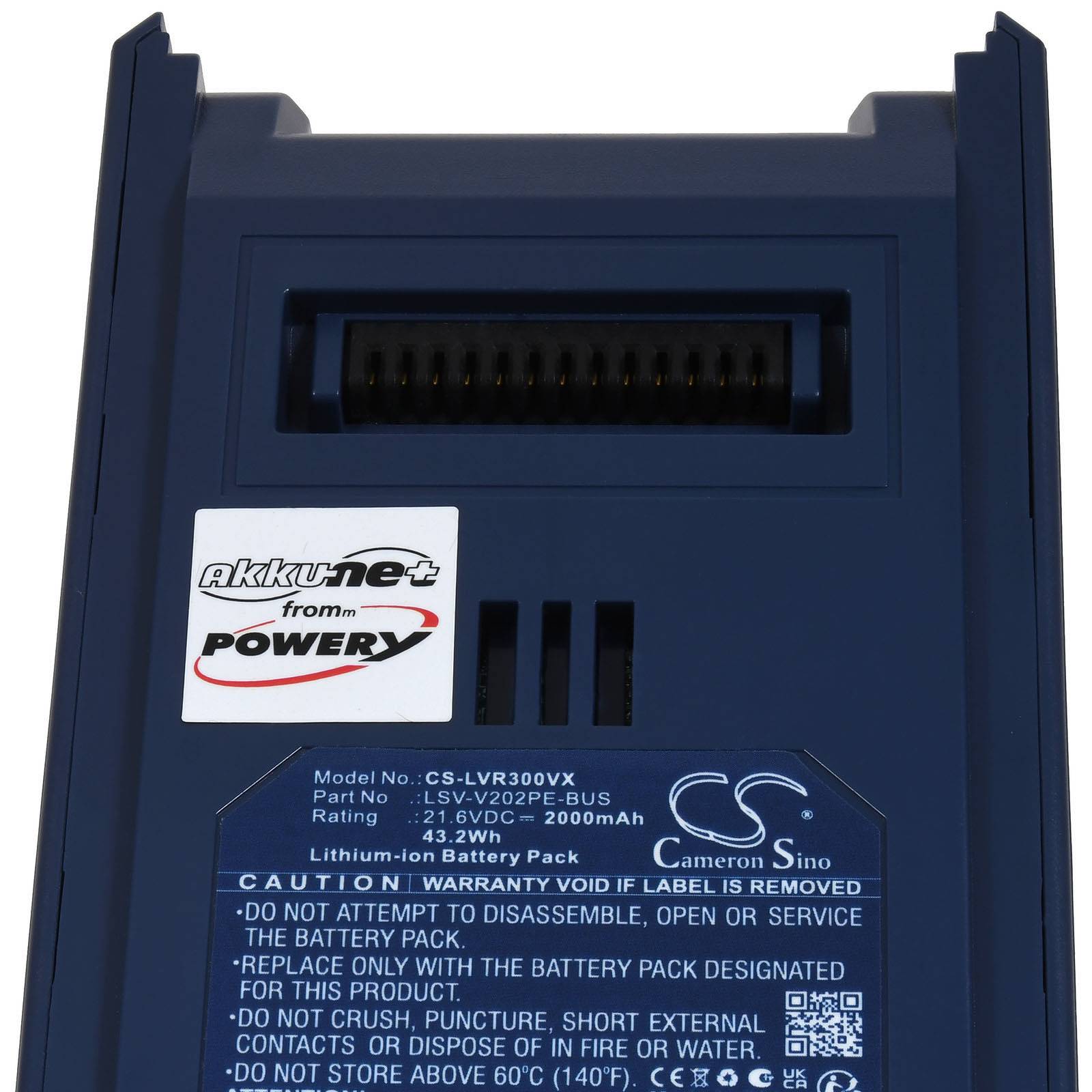 Blaues Lithium-Ionen-Batteriepack mit der Bezeichnung 