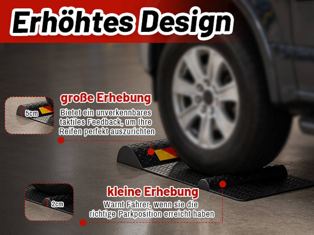 Einparkhilfe Garage 2er Set Parkmatte Auto Reifenstopper selbstklebend Grau