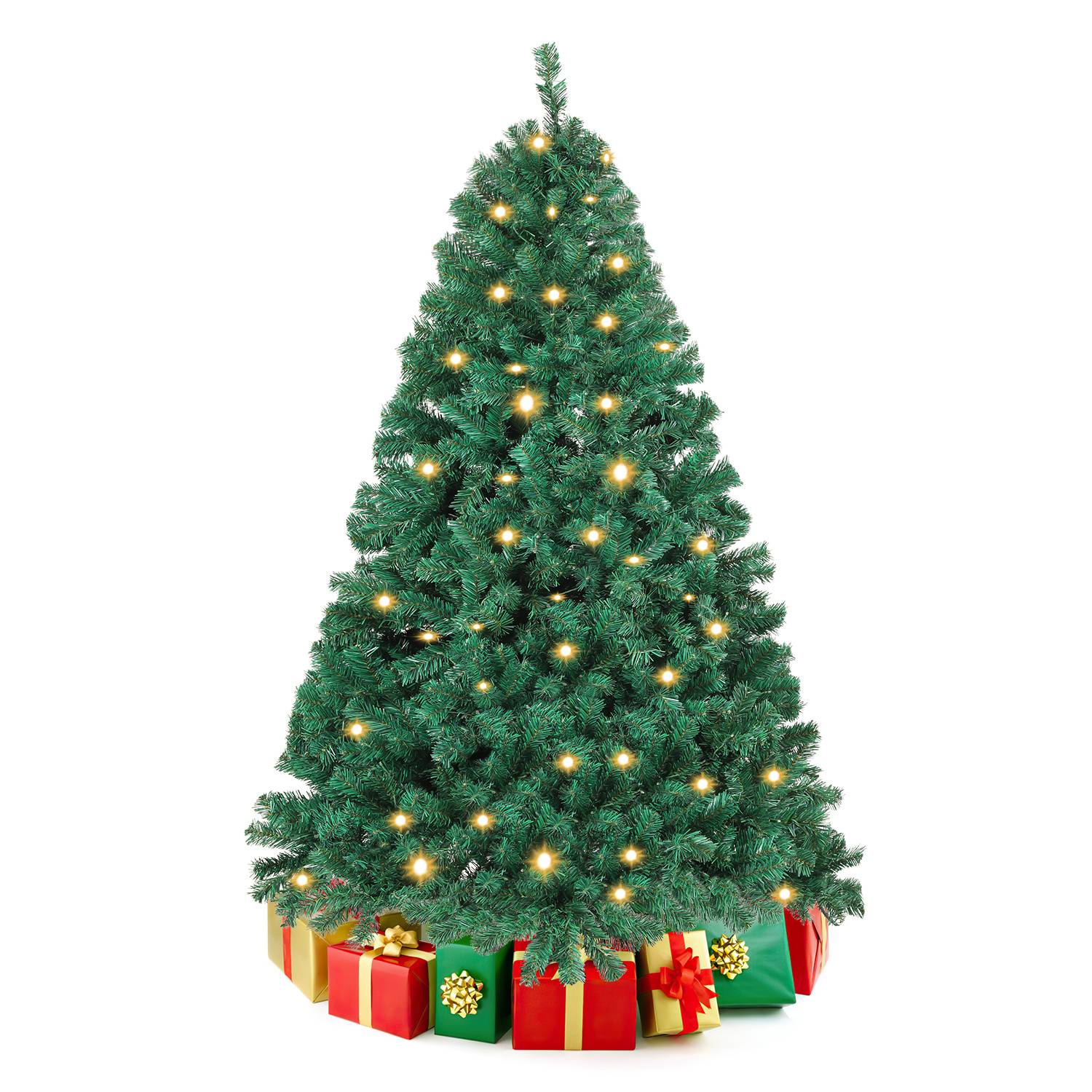 Weihnachtsbaum 150cm mit LED Beleuchtung, 200 warmweiße LEDs, 550 Spitzen, künstlicher Tannenbaum mit Metallfuß