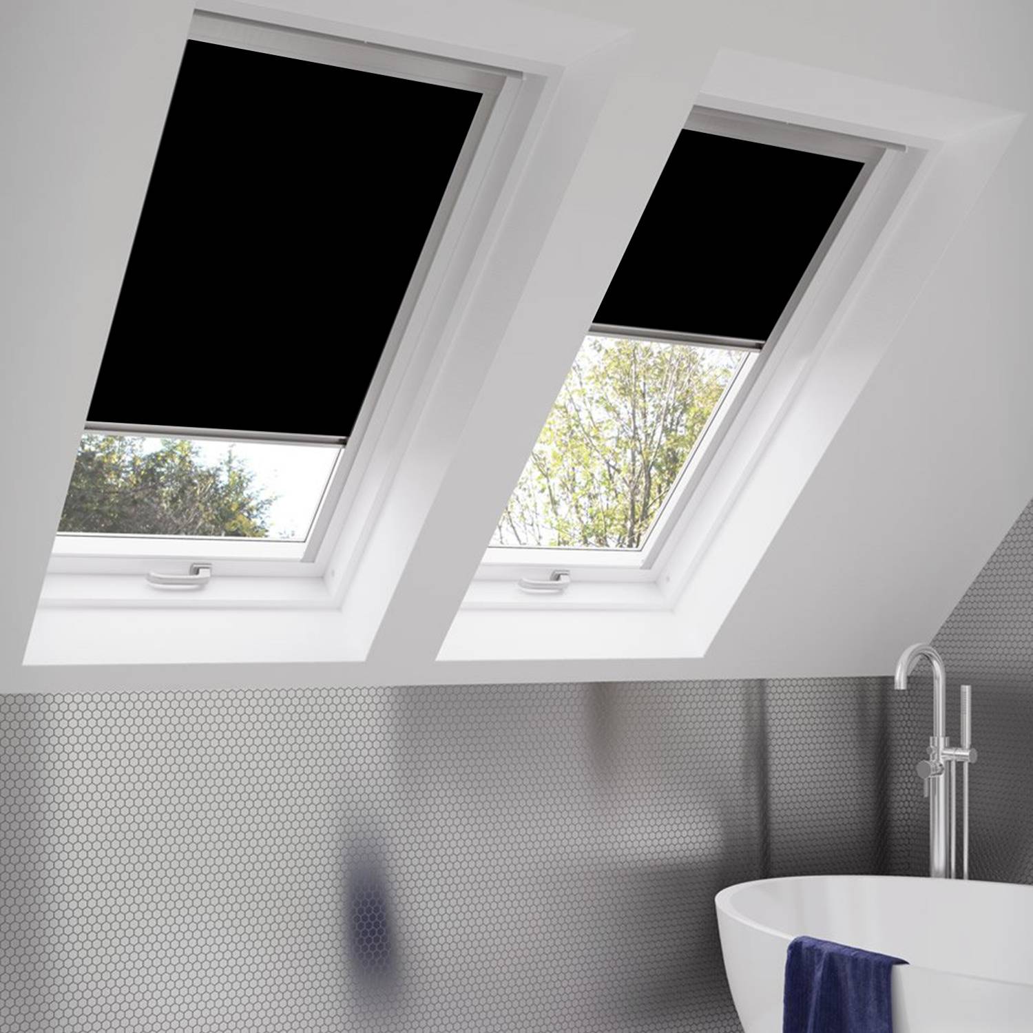 Dachfensterrollo Verdunkelungsrollo Thermo Skylight Thermo Sonnenschutz Blickdicht Stoff Store enrouleur - F06 Schwarz - für VELUX Dachfenster