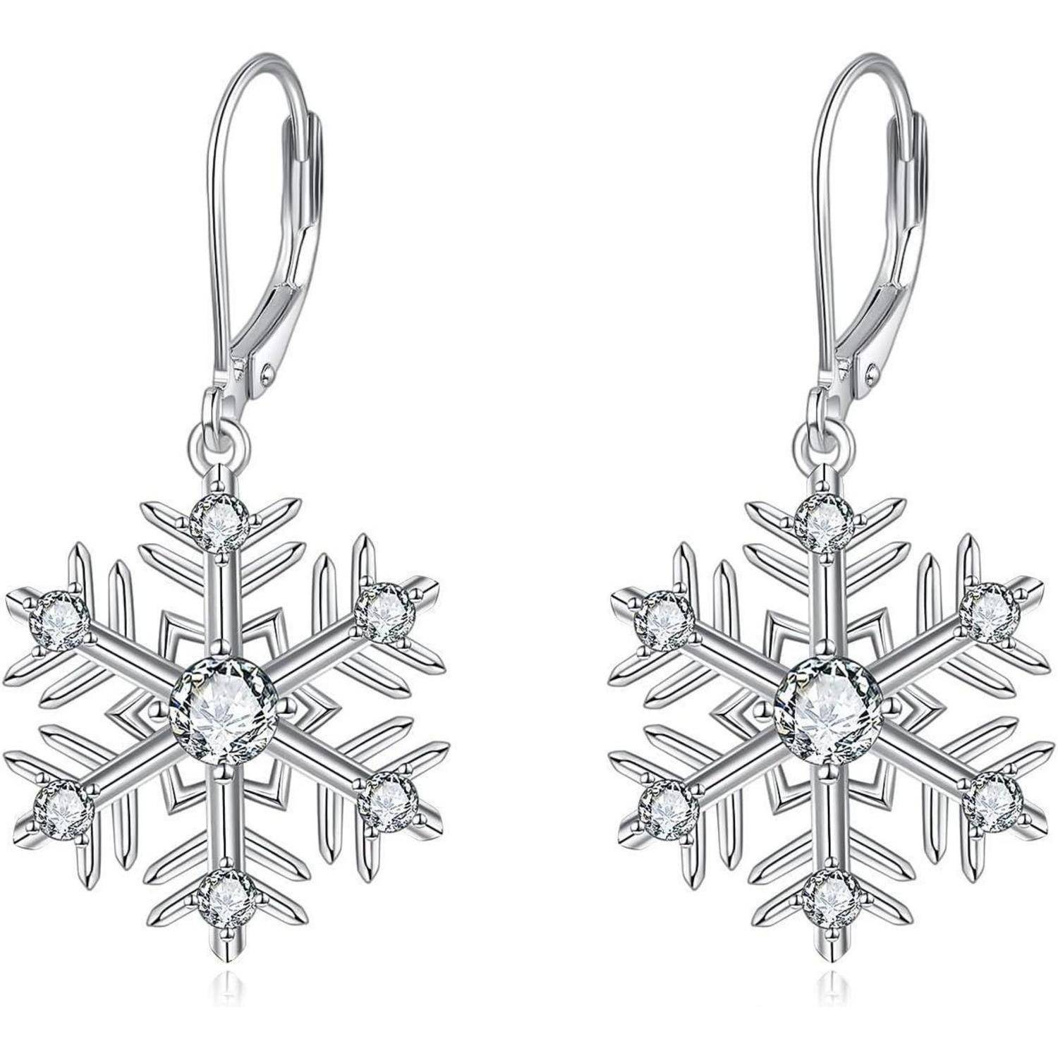 Ohrstecker Damen 925 Sterling Silber Schneeflocken Ohrringe