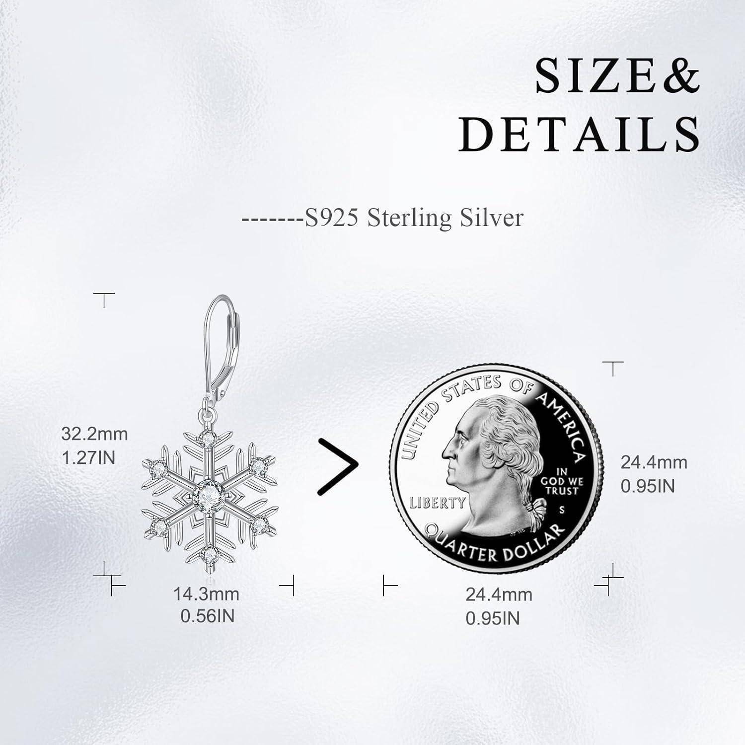 Ohrstecker Damen 925 Sterling Silber Schneeflocken Ohrringe