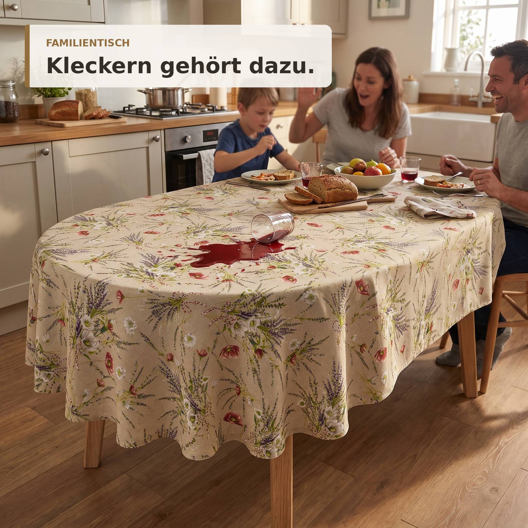ANRO Tischdecke Adriana Wachstuch oval 300x140 cm abwaschbar