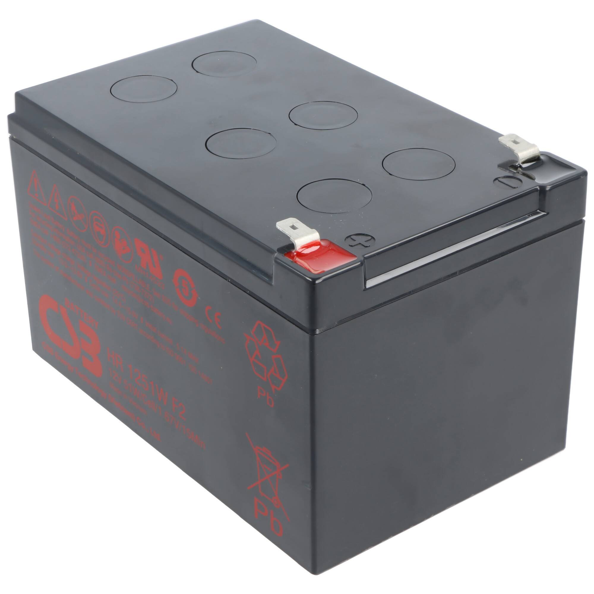 CSB HR1251W Blei Akku 12 Volt, 4,25A, Faston F2 12V 51W, 151 x 98 x 100 mm