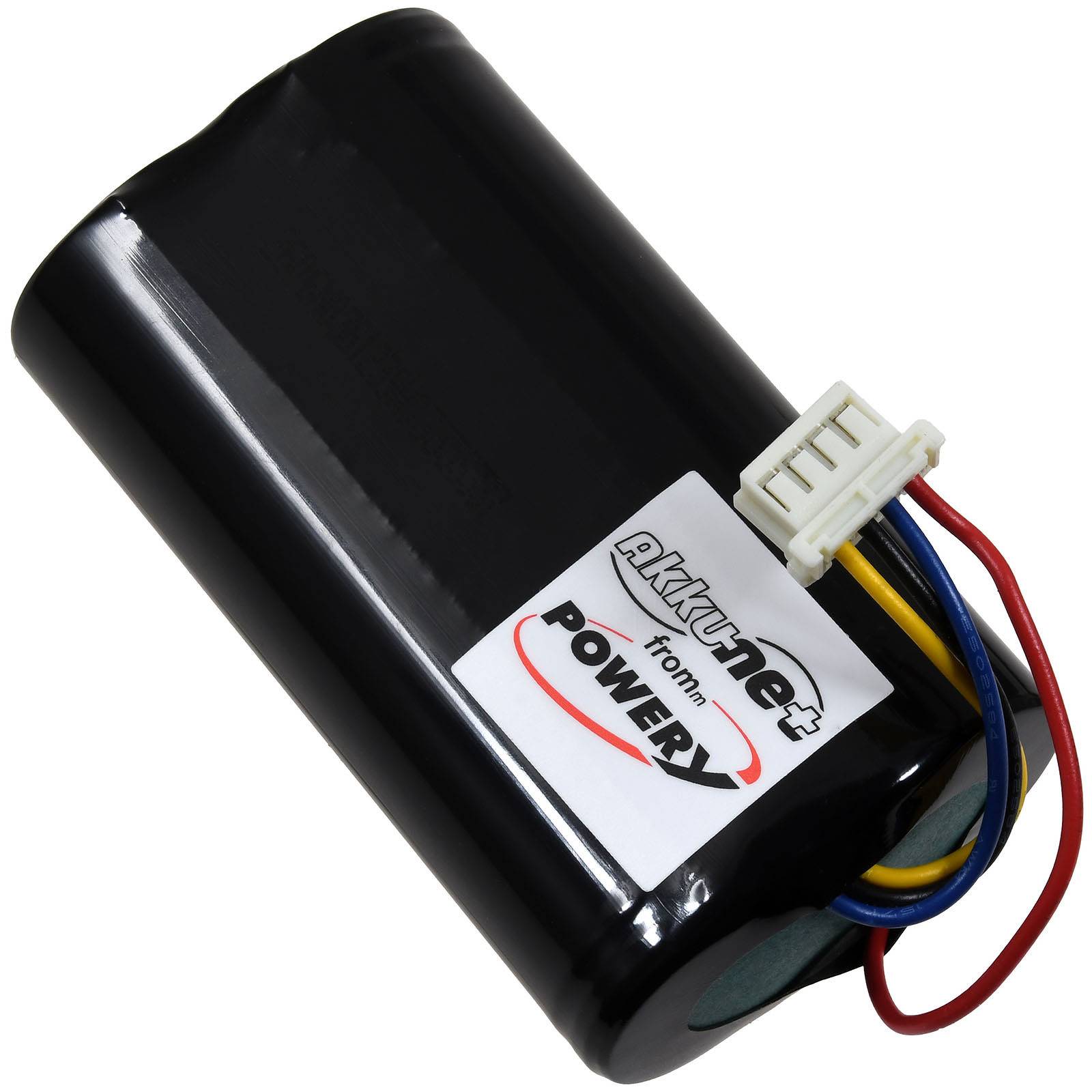 Schwarze aufladbare Batteriepacks mit angebrachtem mehrfarbigem Steckverbinder und Etikett 