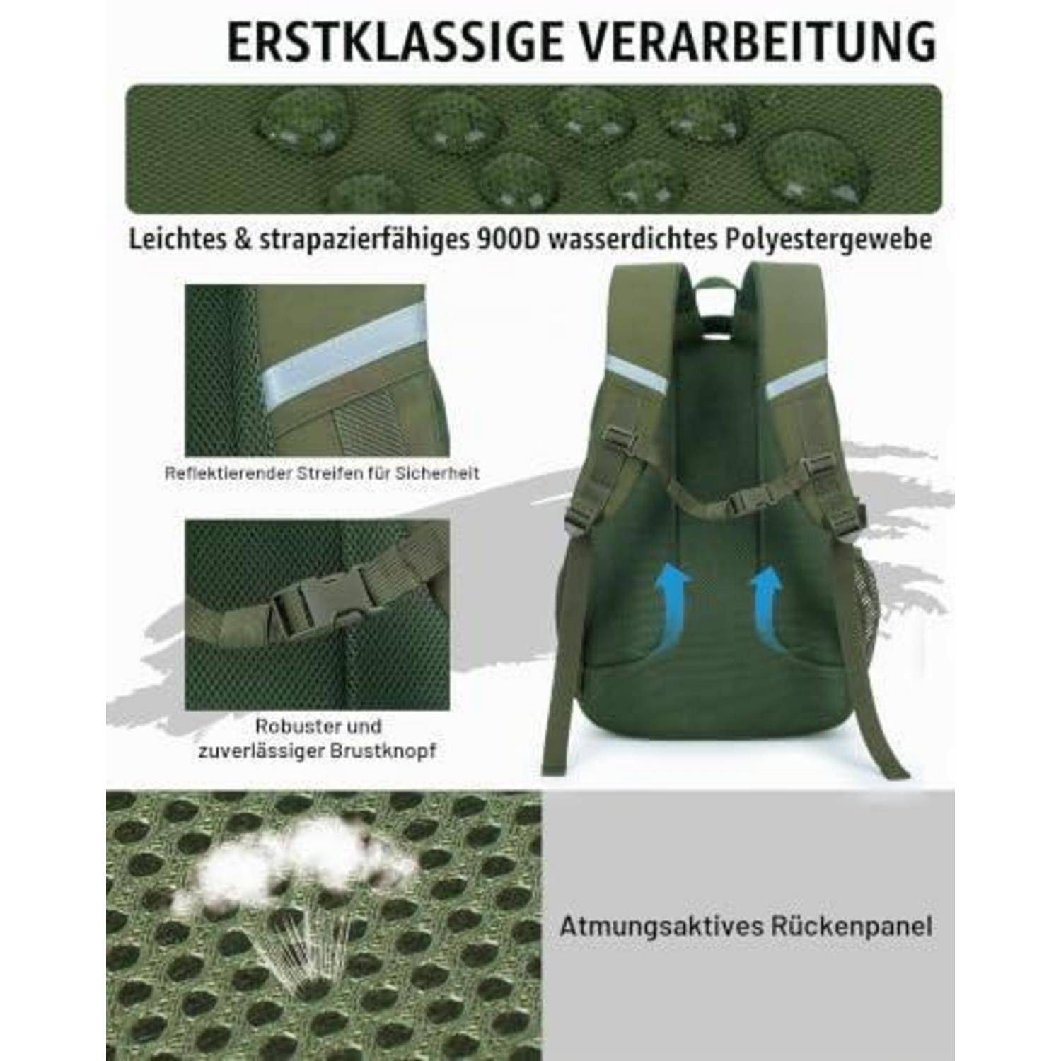 Taktischer Rucksack 30L 900D Oxford Grün mit MOLLE-System
