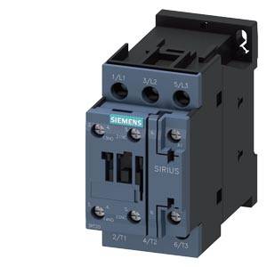 Siemens SIRIUS elektrischer Schütz mit nummerierten Anschlussklemmen auf einem schwarz-grauen Industriegerät.
