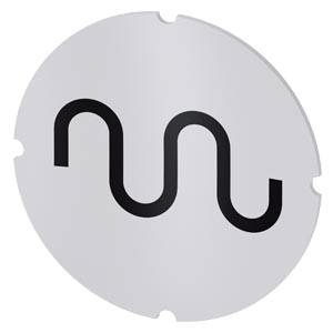 Einlegeschild für Leuchtdrucktaster, rund, milchig mit schwarzer Schrift, mit grafischem Symbol: Eilgang
