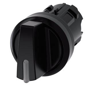 Knebelschalter beleuchtbar, 22 mm, rund, Kunststoff, schwarz, Knebel kurz, 3 Schaltstellungen I>O<II, tastend