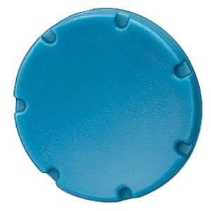 Blauer runder Kunststoffdeckel mit kleinen Kerben am Rand, auf weißem Hintergrund dargestellt.
