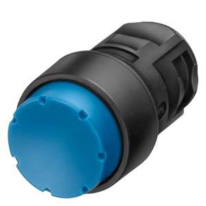 Blau überdachter schwarzer Industrie-Elektrostecker auf weißem Hintergrund.