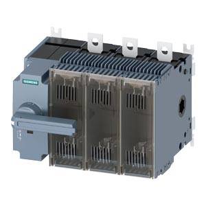 Industrielles Siemens-Elektroschalter-/Leistungsschaltermodul mit drei transparenten Frontabdeckungen und oben angebrachten Anschlussklemmen.