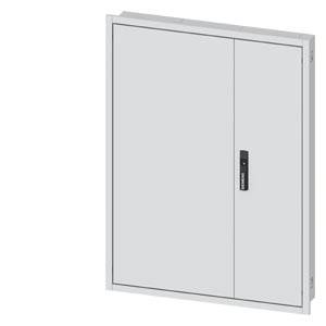 Weißer Metallwandschrank mit zwei Türen und einem zentralen schwarzen Griff auf weißem Hintergrund.
