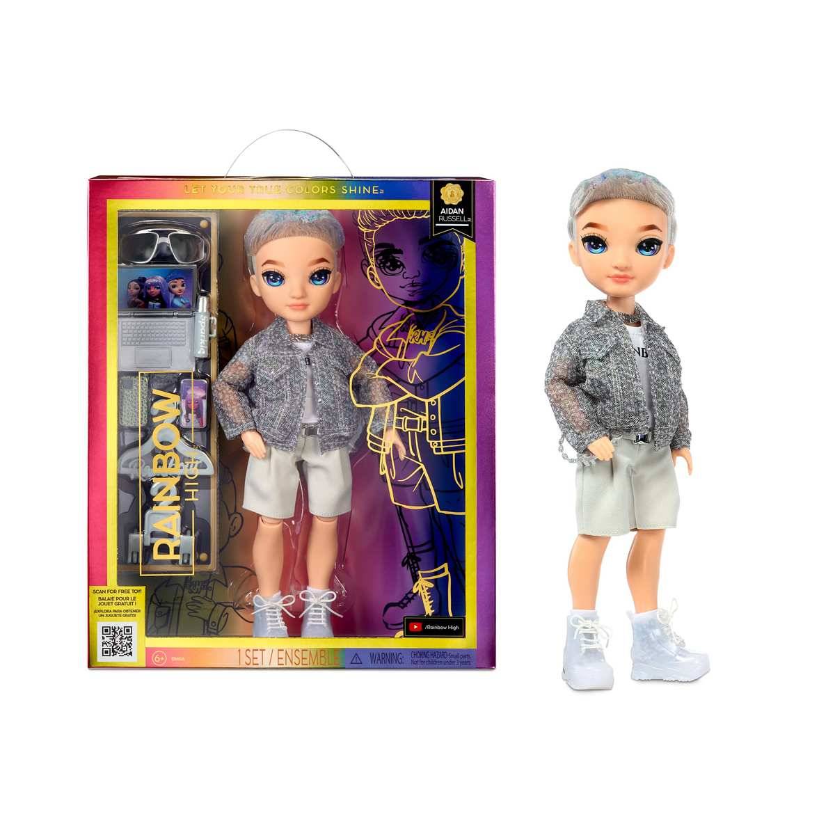 Rainbow High Modepuppe Aidan Russel Lila Junge Puppe Modisches Outfit 4+