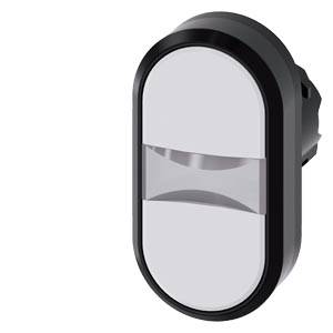 beleuchteter Doppeldrucktaster, 22 mm, rund, Kunststoff, weiß, weiß, Druckknöpfe, flach