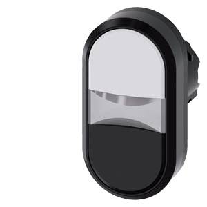 Schwarzer ovaler wandmontierter Sensor oder Leuchte mit einem durchscheinenden mittleren Band, dargestellt auf weißem Hintergrund.