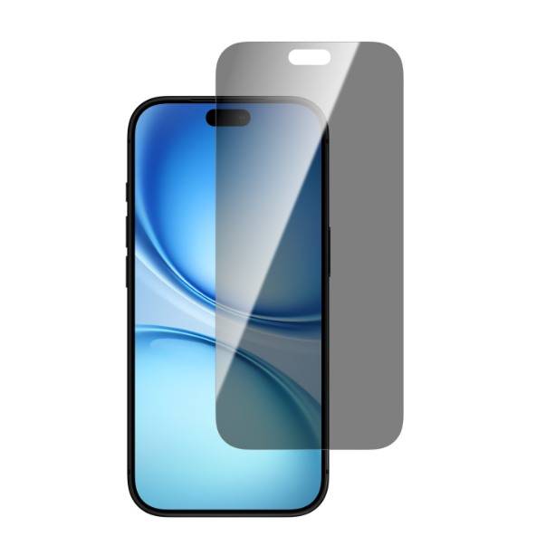 Smartphone-Vorderansicht mit einer transparenten Displayschutzfolie über dem Display, die die Aussparung für die Frontkamera zeigt.