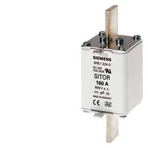 Siemens SITOR 160A Industriesicherungspatrone mit Metallblattanschlüssen.
