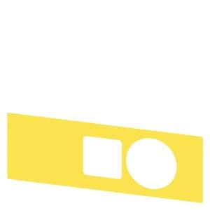 Gelb geneigtes Rechteck-Symbol mit kleinem Quadrat und großem Kreis-Ausschnitt, ähnlich einem einfachen Werkzeug- oder Vorlagengrafik-Design.