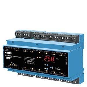 Blauer Industrie-Temperaturregler mit digitaler Anzeige, die 258°C anzeigt, und Anschlussklemmen oben und unten.