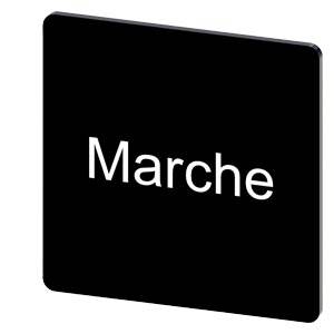 Schwarzes Zeichen oder Schaltfläche mit der Beschriftung „Marche